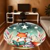 1pc Fox Rabbit Round Chair Mat Area Rug - Non-Slip, Floor Mat for Office, Bedroom, and Indoor Decor -1002059