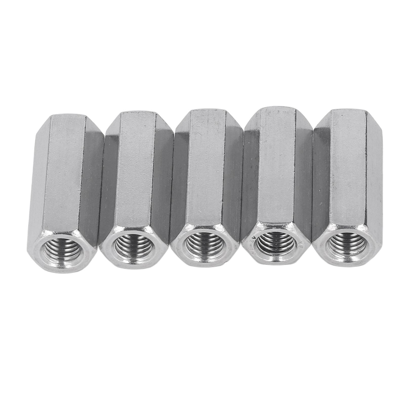 

5PCS Hex Coupling Nuts 304 Stainless Steel Thread Connection Nut for Bolt Stud Machine Screws