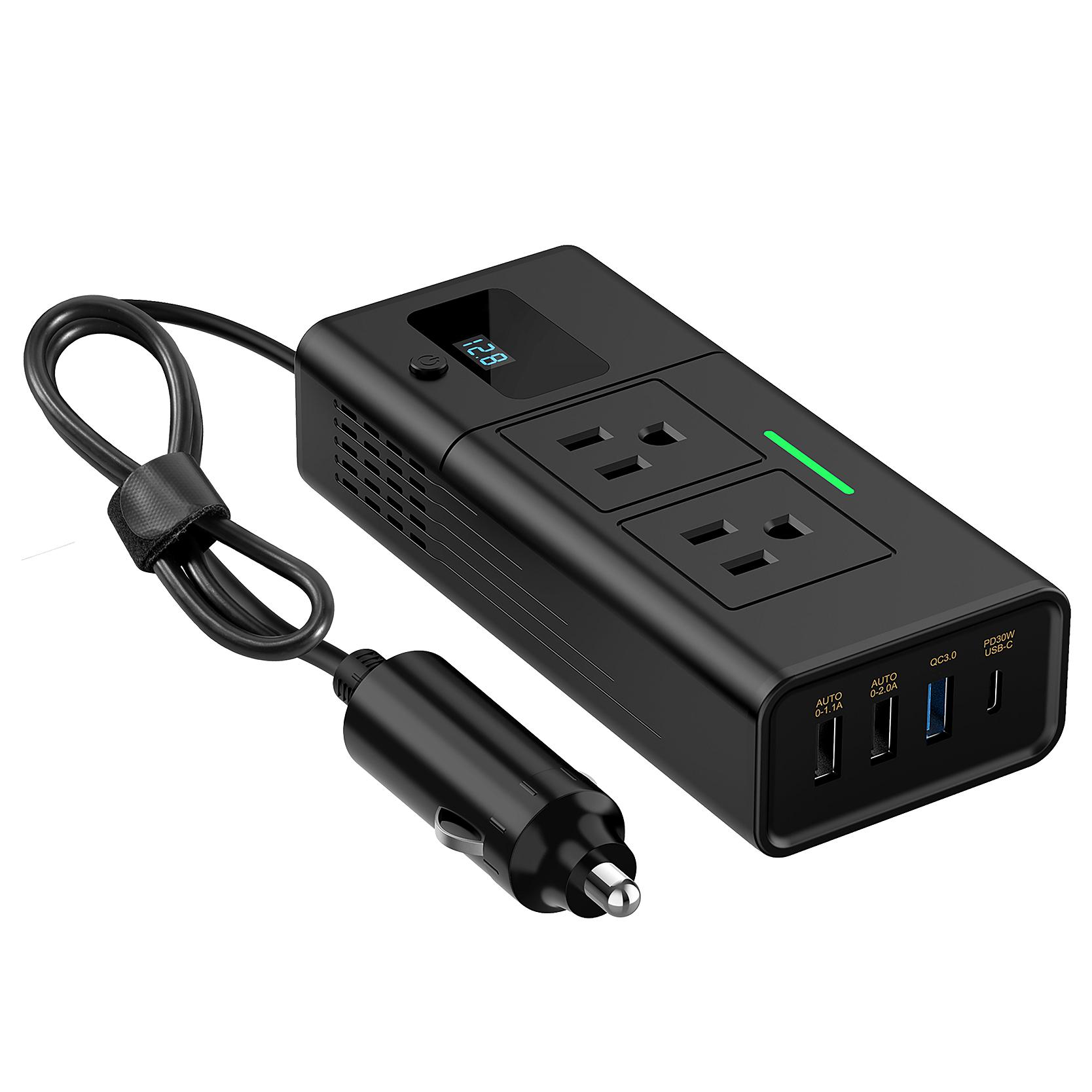 200W Car Power Inverter DC 12V to AC 110V Modified Sine Wave US Plug DC to AC Converter for Vehicle Truck RV Camping Emergency 12 V&Peak 400W (Continuous: 200W)&100V-120V чёрный