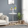 Bird Stand with Four Wheels, Perches, Stainless Steel Feed Bowls, Round Tray, for Garden, Indoor, Outdoor - White