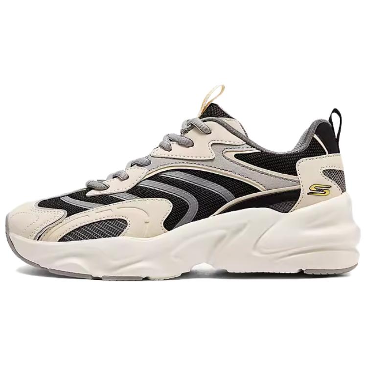 Skechers DLites Fabric Synthetic Leather Low Top Dad Shoes Men sneakers White Black 118326-NTBK 41