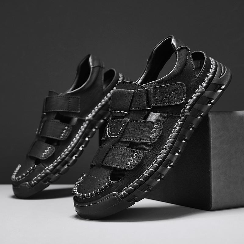 Fashion Breathable Walking Shoes Moccasins Hollow Out Male Shoes Leisure Beach Men Sandals Leather Men Loafers Summer Business Sandals