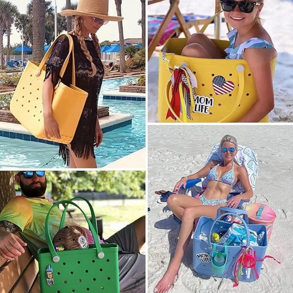 Bolsa de Playa Bolso Tote Ligero de Goma Grande Impermeable Lavable para Exterior Bolso de Mano Duradero Abierto para Viajes Camping Playa Deportes Barco Piscina Gimnasio