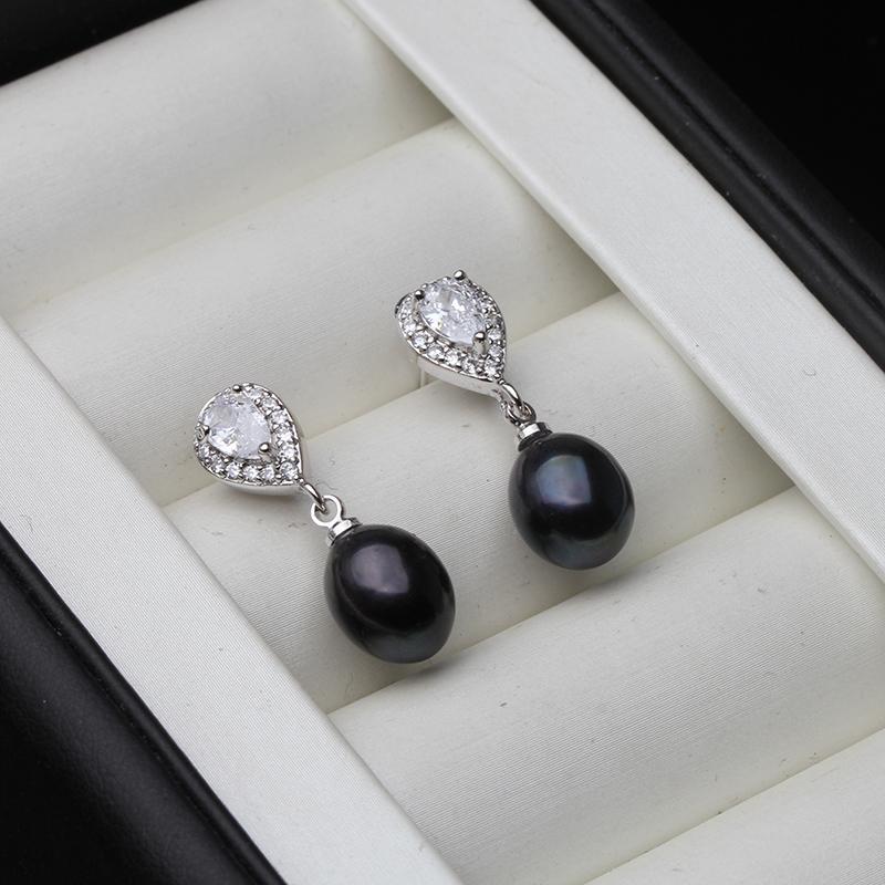 Real Freshwater Pearl Earring 925 Silver,Wedding Natural Pearl Earring Drop Women Daughter Birthday Gift White Pink