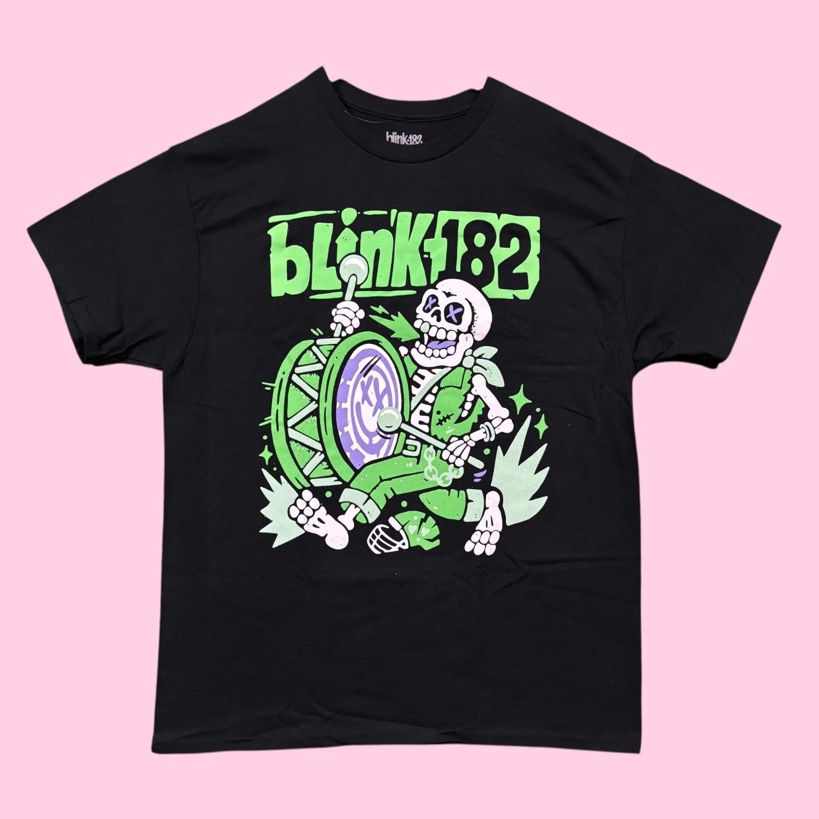 Blink-182 Skeleton Marching Drummer Punk Rock Band Tee L XL