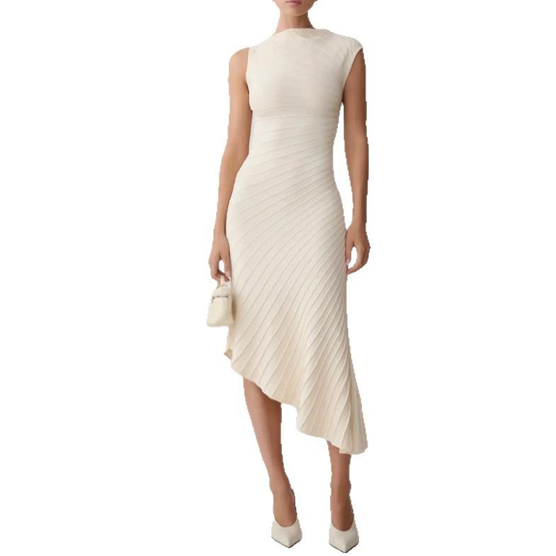 2026 summer European and American new women's clothing sexy sleeveless slim fit high sense medium and long knitted dress women