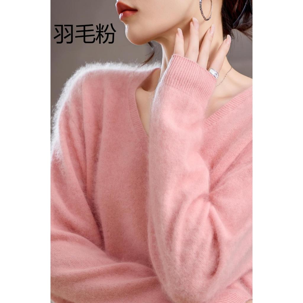 5% Cashmere 95 Wool Round Neck/V-neck Seamless Brushed Cashmere Sweater Women's Sweater