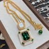 Medieval Vintage High-Grade Emerald Crystal Necklace Slightly Inlaid With Zircon, Personalized Fashion High-End Earrings
