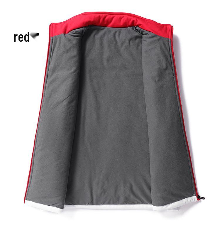 Unisex Color-Blocked Martial Arts Coach Vest with Stand Collar for Autumn/Winter.