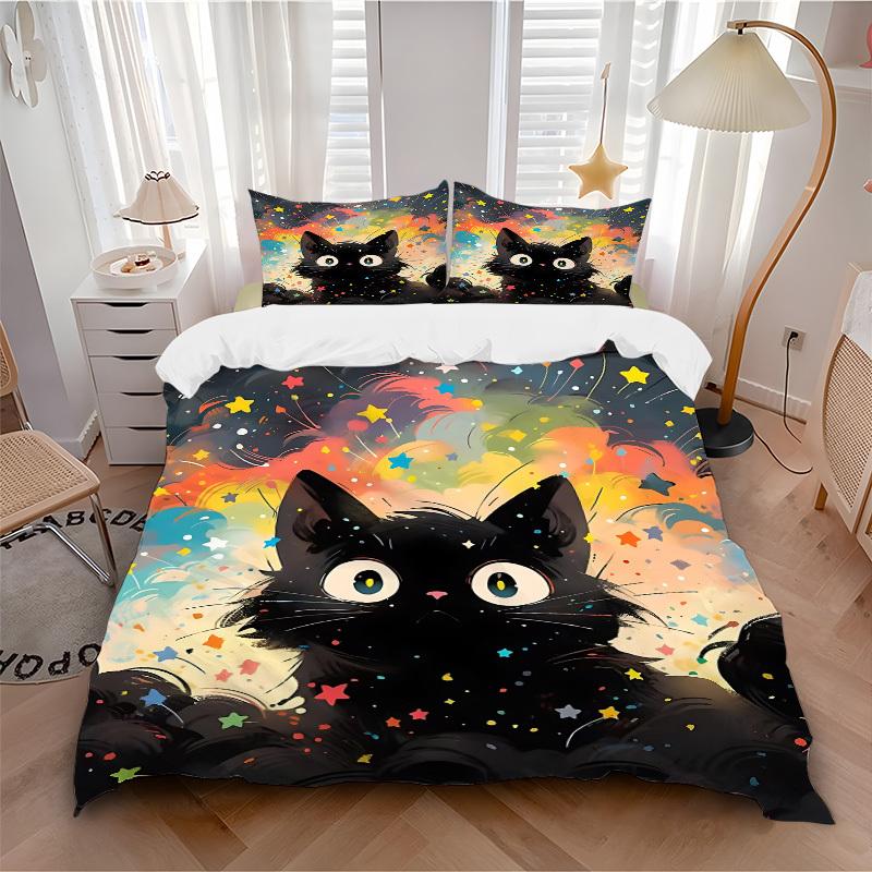 

3pcs Whiskers Galaxy print bedding quilt cover, soft and comfortable quilt cover suitable for bedroom and guest room182 135x200cm