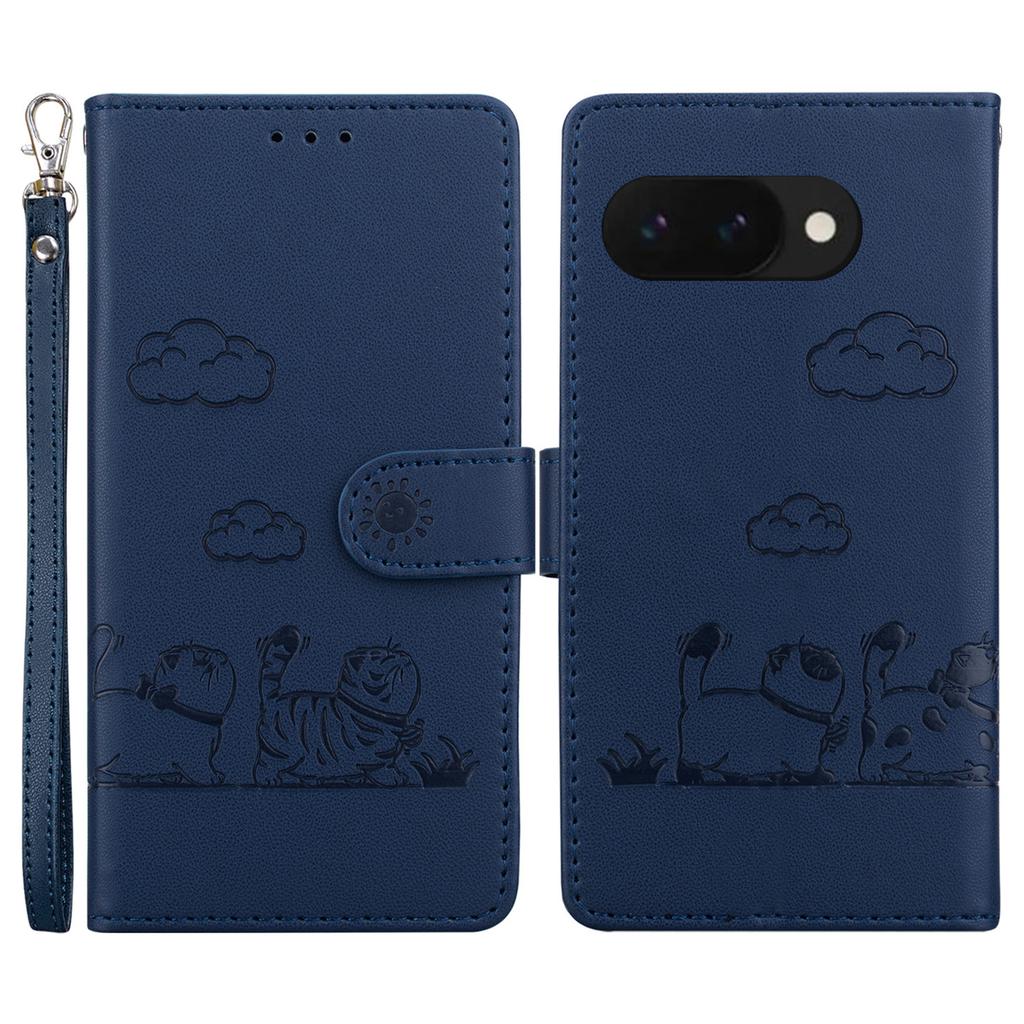 For Google Pixel 9a Case RFID Blocking Kitten Pattern TPU+PU Leather Phone Cover
