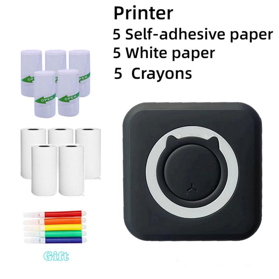 Portable Printer Bluetooth Connection Inkless Thermal Student Pocket Mini Label Printer School Office Supplies Stationery