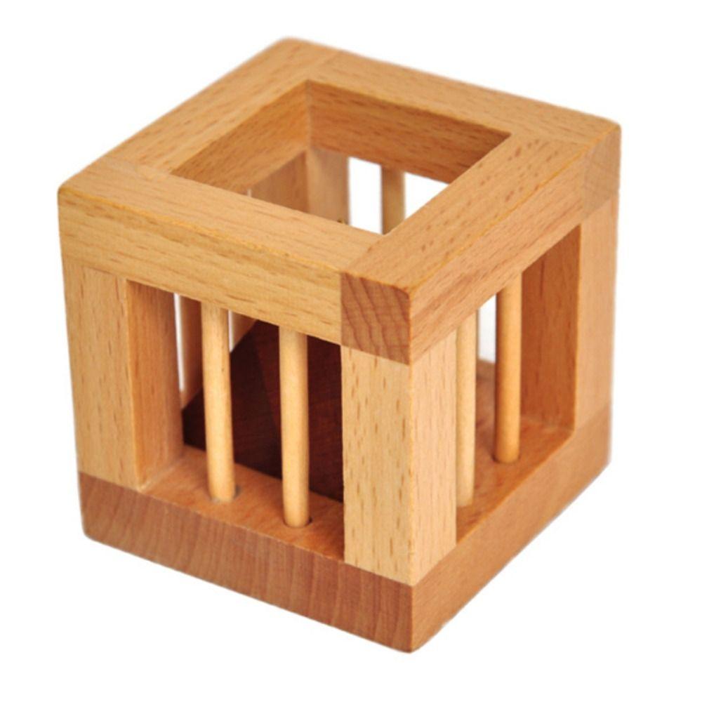 Cage Wooden Brain Teaser Puzzle Triangle Unlock Cage Apart Triangle Luban Lock  Teenager Gifts
