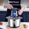 5L Electric Meat Mincer Grinder Stainless Steel Chopper Food Processor Garlic Mud Maker Blender Large Capacity Kitchen Tool 220V