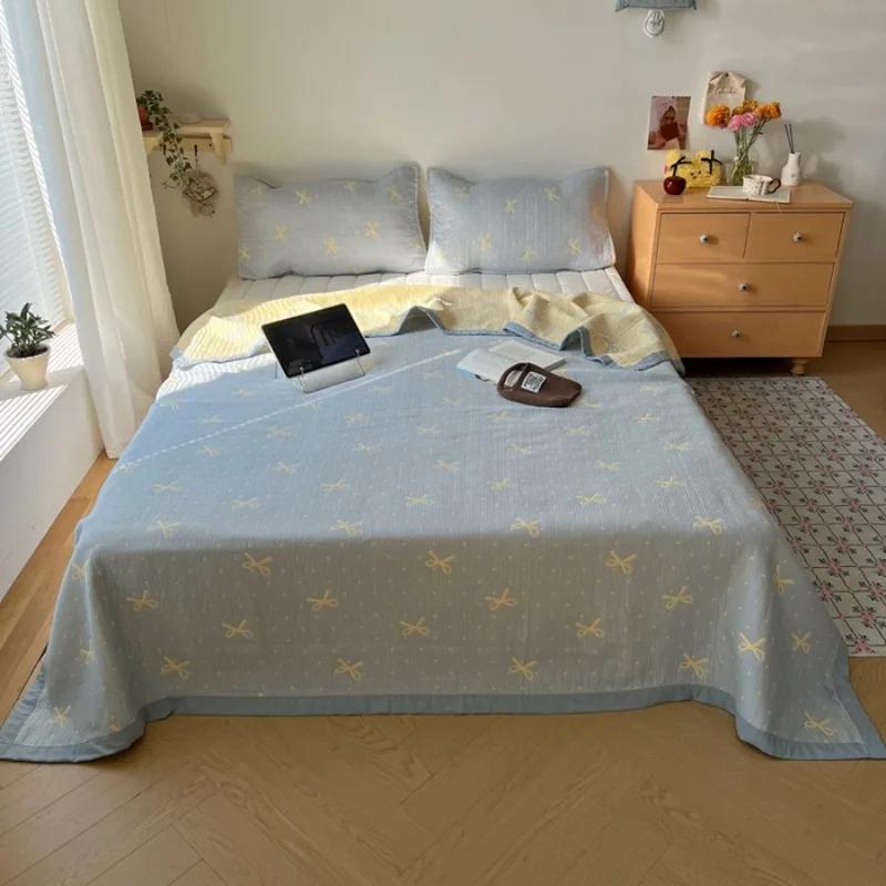 2025 new cotton three-layer gauze jacquard multi-functional summer quilt blanket bed cover pillow towel thin machine washable