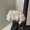 Handmade Chiffon Evening Bag 3D Flower Clutch Champagne Chinese Style Qipao Purse Chain Strap Ladies Handbag for Wedding Party