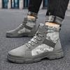 Mens High Top Boots Outdoor Desert Camouflage Boots Breathable Canvas Booties Fashion Work Ankle Boots Lace-Up High Top Sneakers