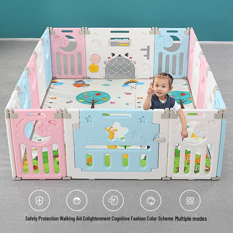 Foldable Indoor Baby Playpen: Safe Crawling Mat & Walker Guardrail Toy Fence