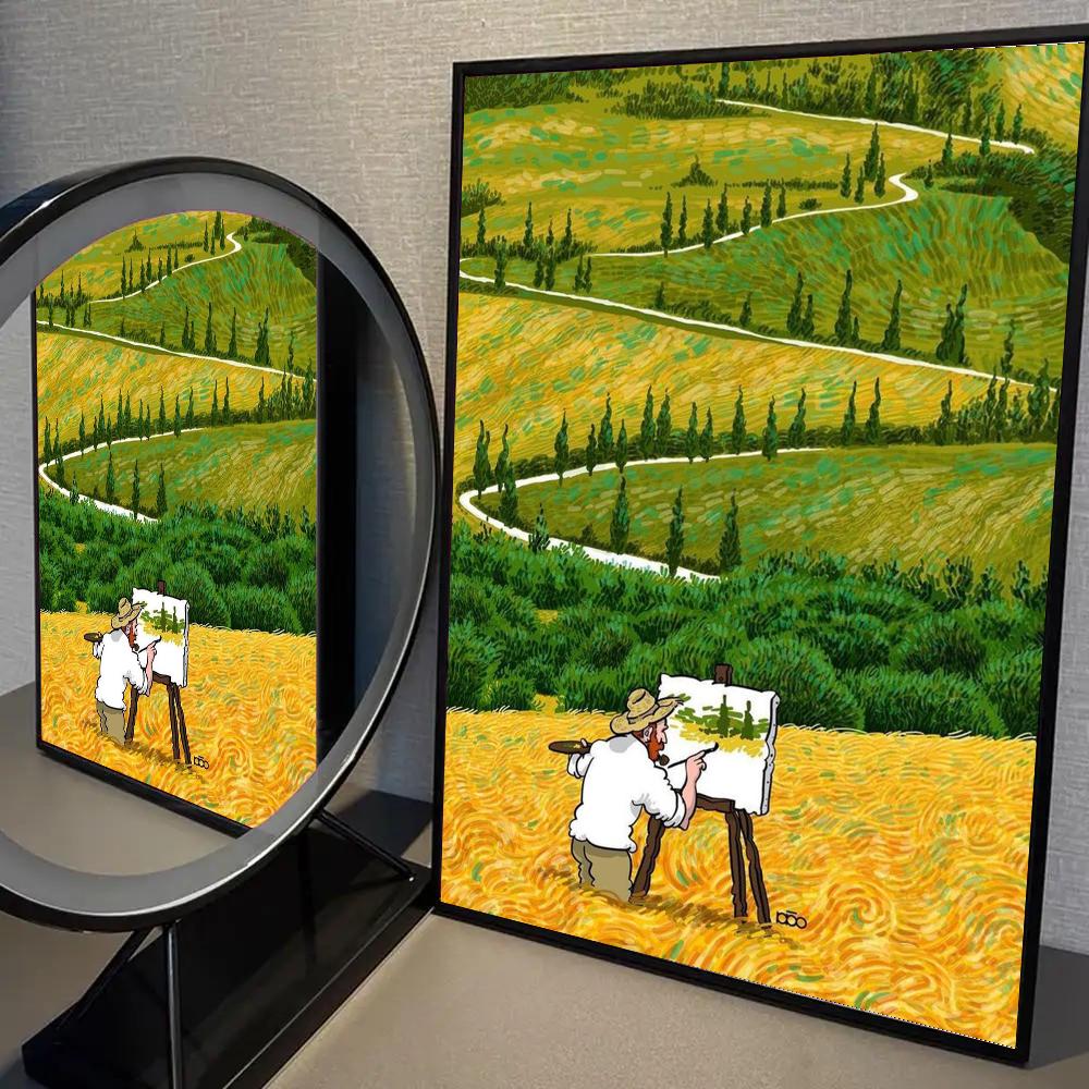 1 Stück Van Gogh Meisterwerk Poster Selbstklebend Kunst Wasserdicht Papier Aufkleber Kaffeehaus Bar Raum Wanddekor