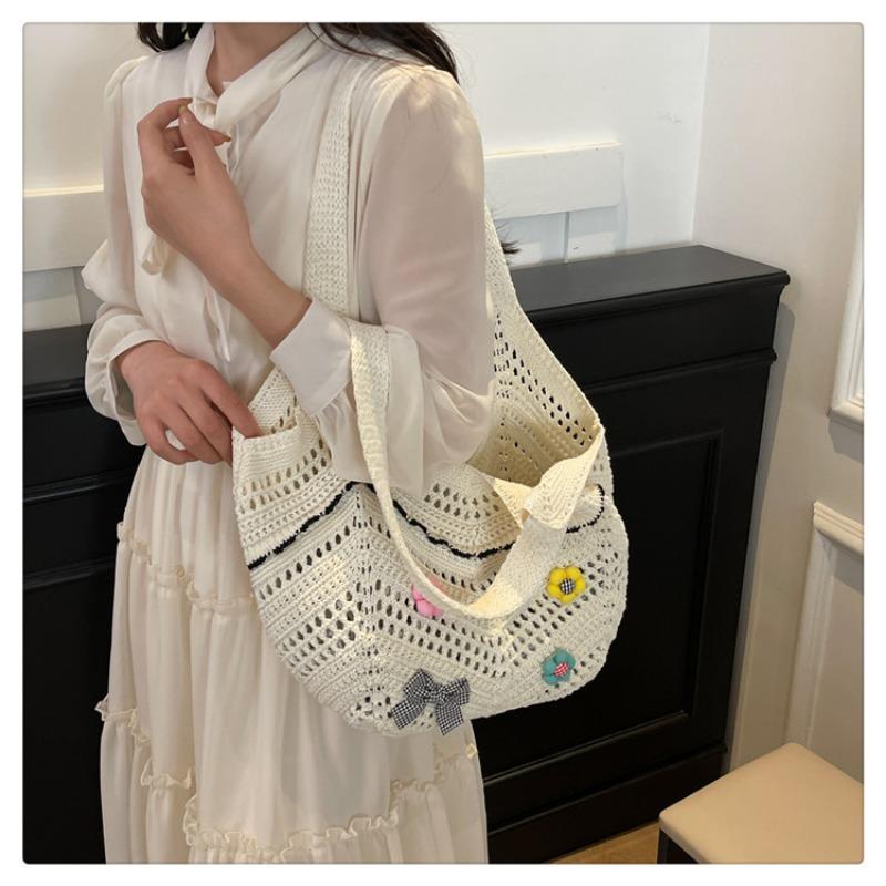 Woven Bag Women's Large-capacity New Niche Design Hollow Shoulder Bag Texture Popular Tote Bag