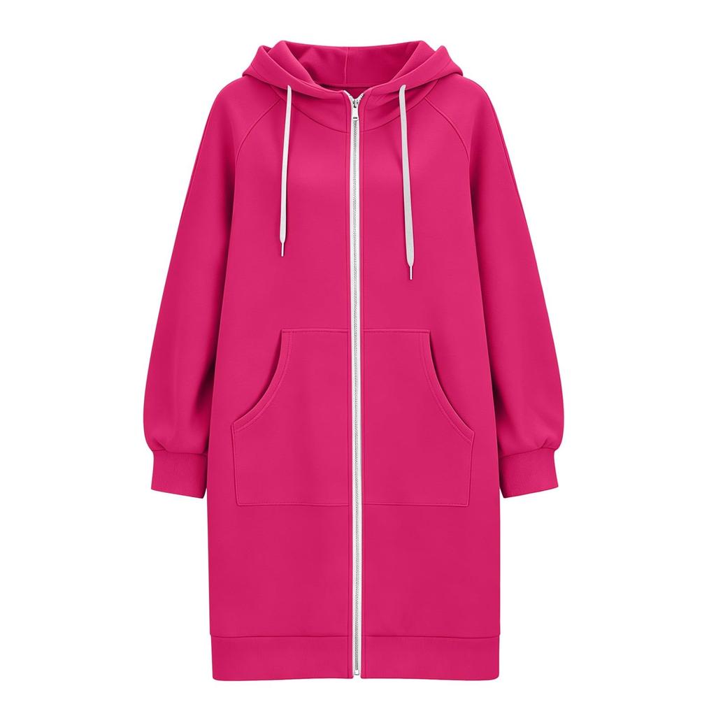 Damen Casual Kapuzenjacke mit Reißverschluss und Taschen