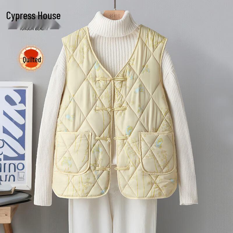 

Women s New Chinese Style Printed V-Neck Cotton Vest M