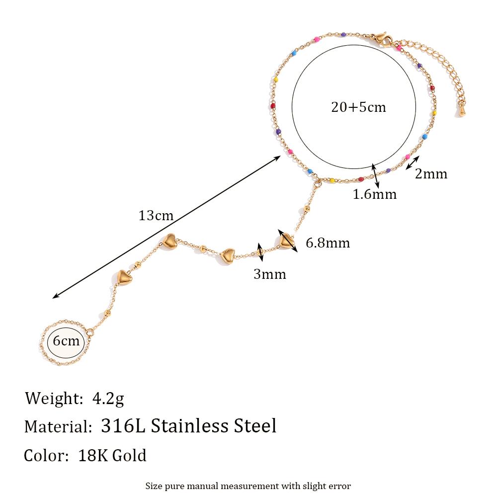 

MamacitaSlay New Design Colorful Beads Titanium Heart bracelets 6cm chain Ring Waterproof stainless steel women s jewelry золотой