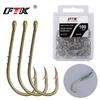 FTK 100pcs Barbed  Coated Carp Fishing Hooks with Eye Design By High Carbon Steel