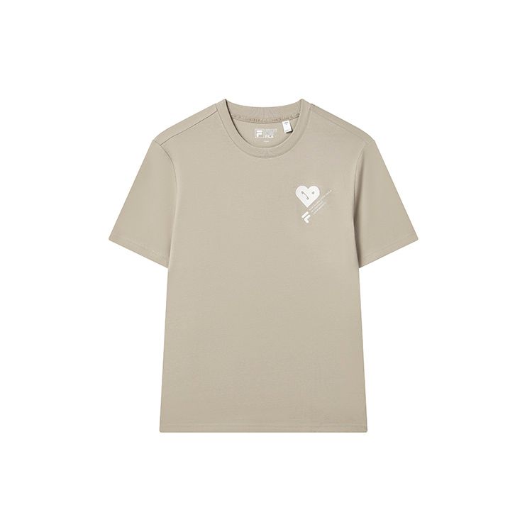 FILA Letter Pattern Printed American Vintage Fashion Casual Loose Round Neck Short Sleeve T-Shirt Unisex T-Shirt Khaki F11U319101F-DK