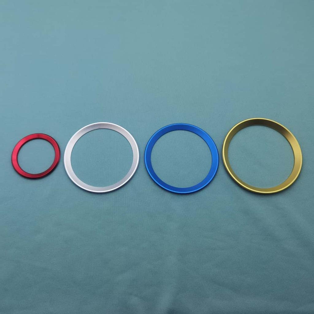 1Pc 3D Aluminum Car Steering Wheel Front Rear Black Emblem Badge Surrounding Ring Sticker for 45mm Logo/74mm Logo/82mm Logo