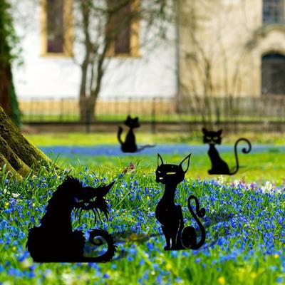 1 Stück Metall-Gartenstecker mit schwarzer Katze – Dekorative Stecker für den Außenbereich | Tierstatuen in Silhouette für den Garten | Stilvolle Gartendekoration aus Metall