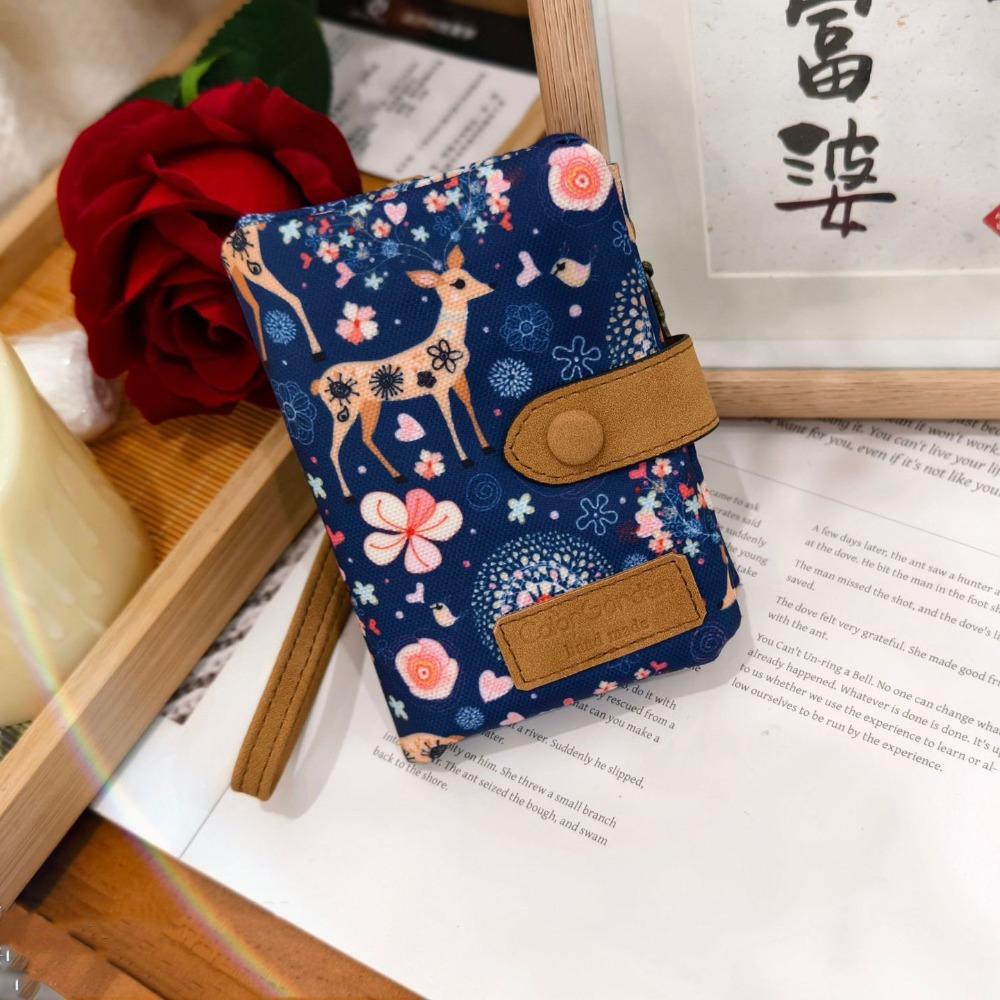 

Корейский стиль Короткий трехслойный кошелек с цветочным принтом Картхолдер Простой холщовый кошелек Женский Style 6