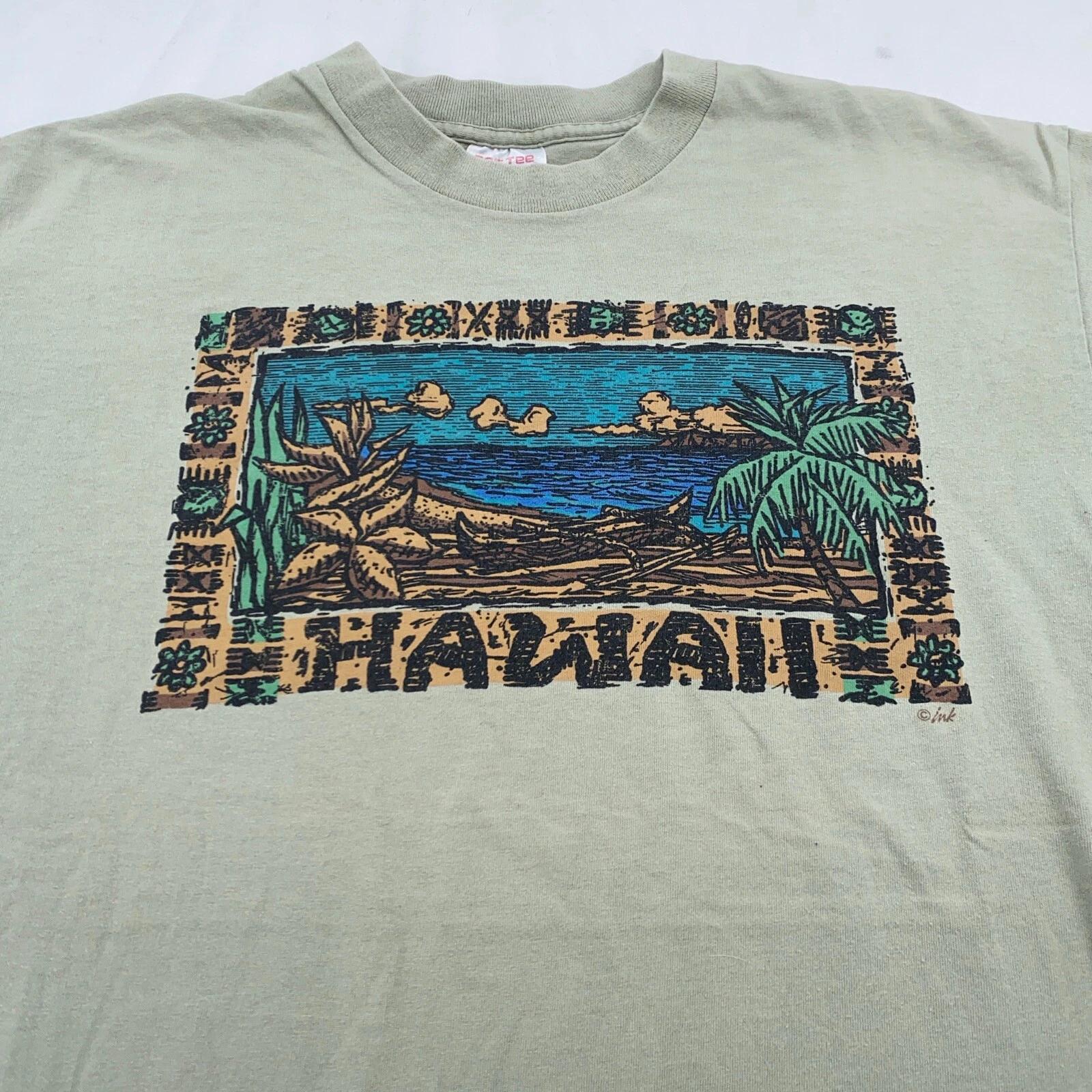 

винтажная футболка 90-х ГАВАЙСКИЙ ПЛЯЖ L/XL отпуск вода 3XL