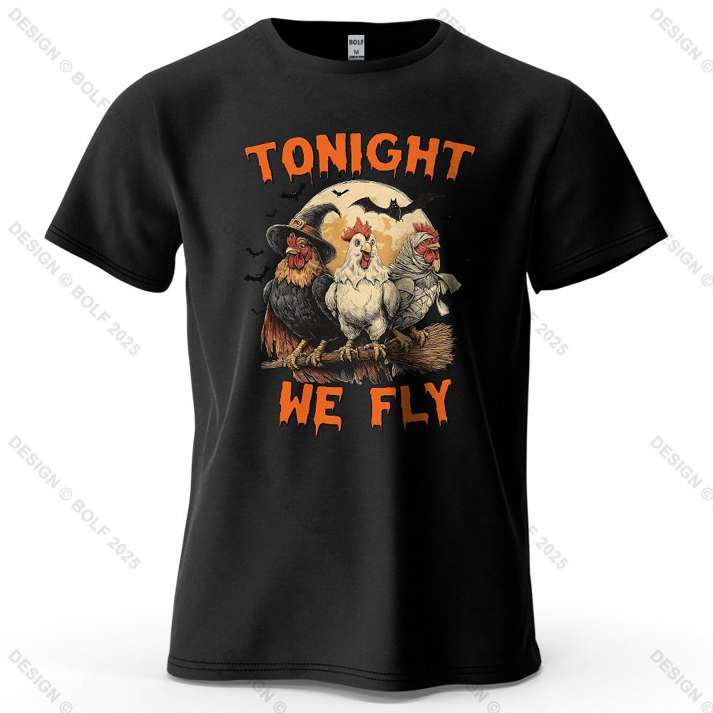 Witch Chicken Magic Printed Tshirt Cotton Loose Version Halloween Costume Printed Tshirt Womens Top Streetwear