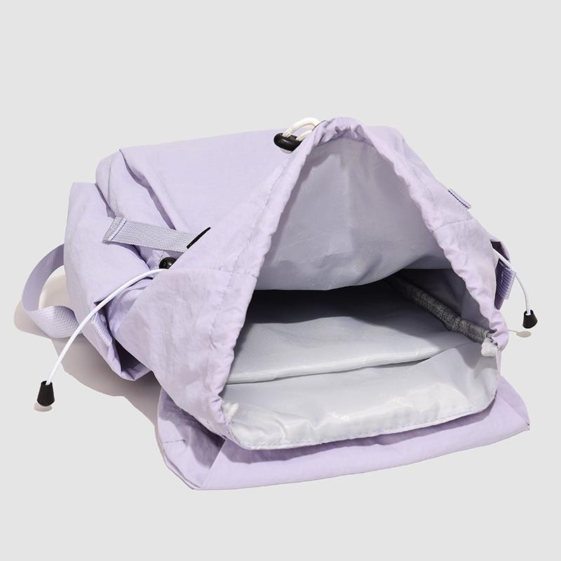 Solid Black Flap Backpack with Drawstring Closure Side Pockets Adjustable Straps Casual Travel Daypack