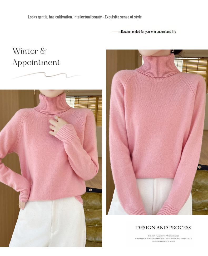 New Women's Casual Autumn/Winter High Neck Velvet Knit Sweater - Solid Color Short Pullover