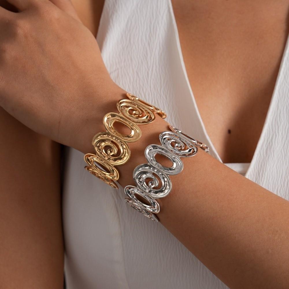 Bangles Metal Spiral Arm Bracelet Opening Filled Enamel Cuff Bangle Bracelet Non-Fading Exaggerated Opening Bangle Ladies
