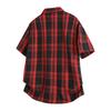 Men Oversized Short Sleeve Plaid Shirt Button Down Casual Loose Fit Streetwear Top