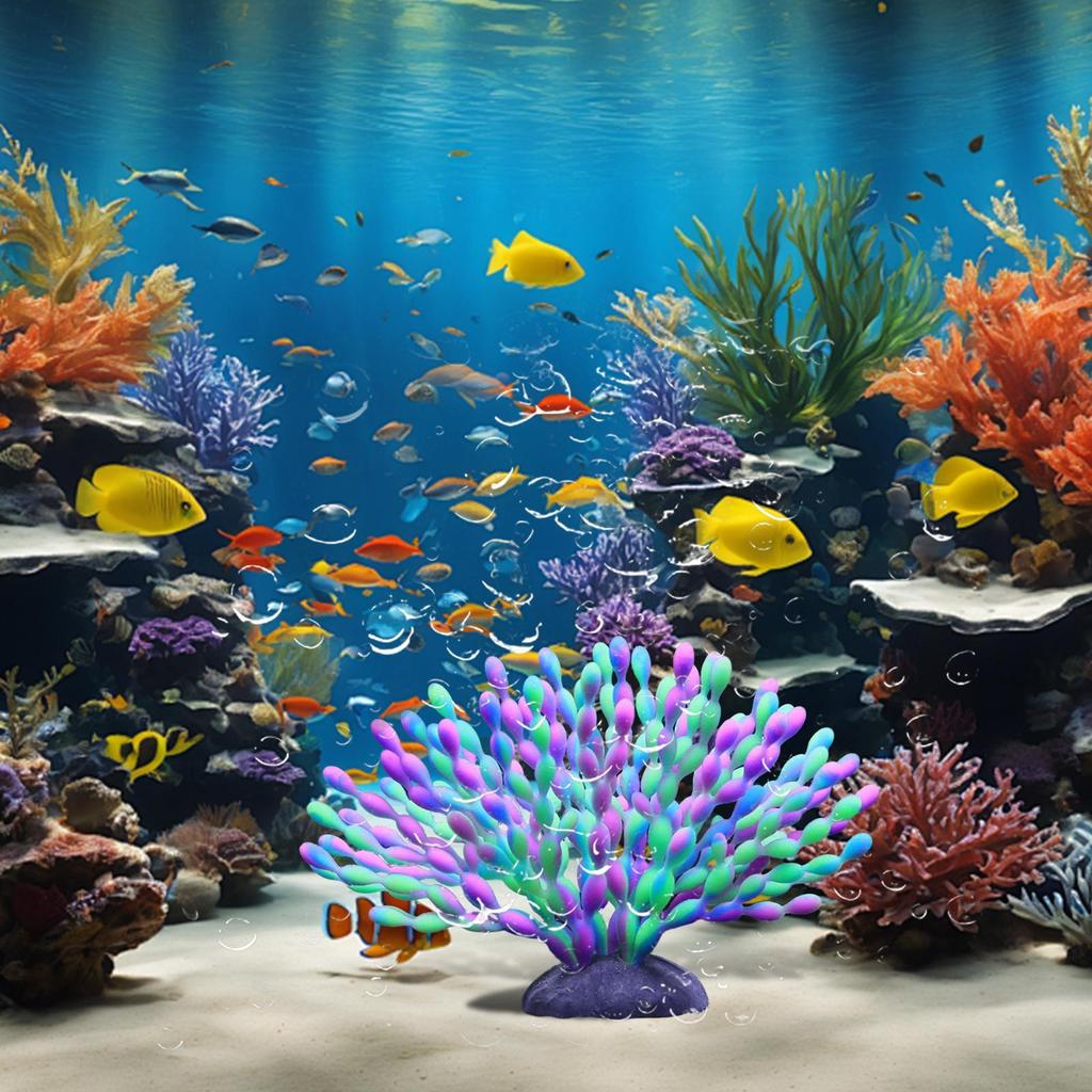 Aquarium Coral Decoration Luminous Silicone Gradient Color Artificial Simulated Soft Coral Statue Realistic Coral Aquarium Decor