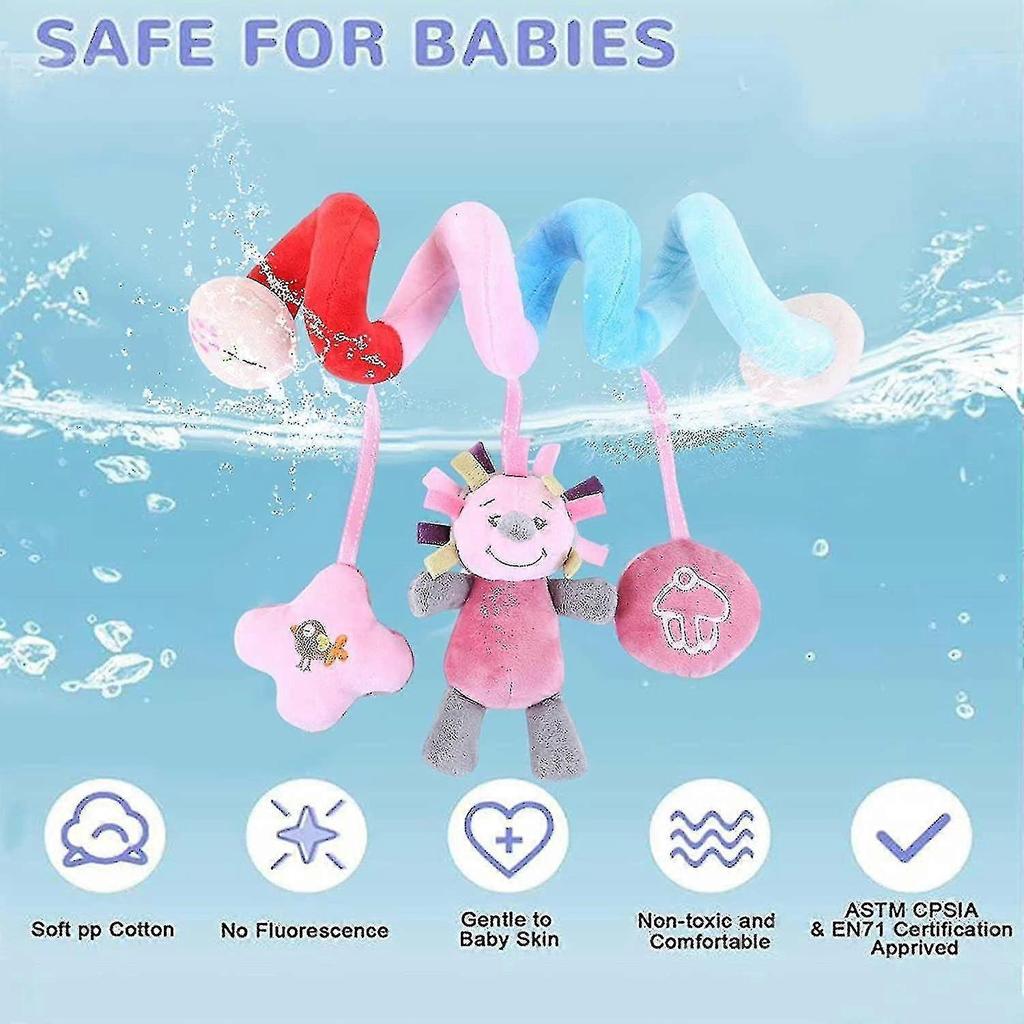Plush Pram Toy, Spiral Plush Pram Bar Toy, Educational Toy Accessories, Cot Toys for Boys and Girls