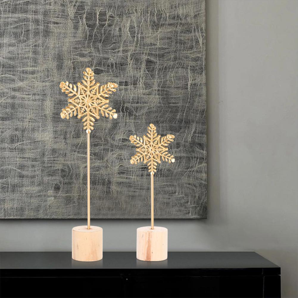 Snowflake Ornaments, Nordic Style Wooden Round Bottom Creative 3d Wrought Iron Snowflake-shaped Decoration, Living Room Cabinet Home Furnishings