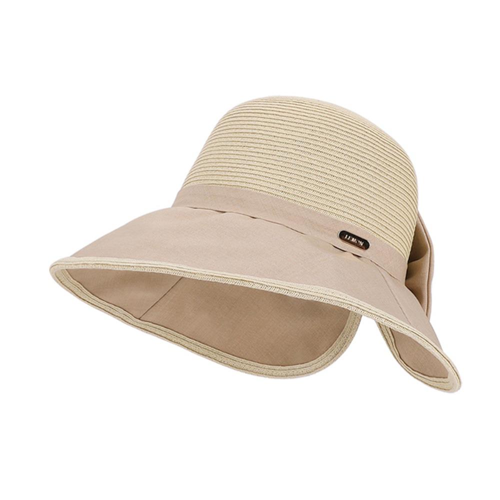 Weave Bow Fisherman Hat Large Bow Straw Hat Elegant Sunscreen Bucket Hat  Summer