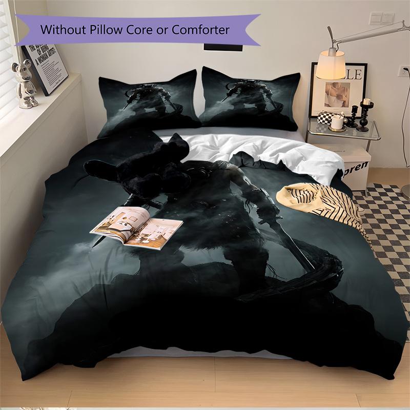 3pcs Dark Warrior Fantasy Art Print Home Decor Bedding Set-Universal Three-Piece Suit for Bedroom, Guest Room, Living Room, Hotel-Perfect Gi