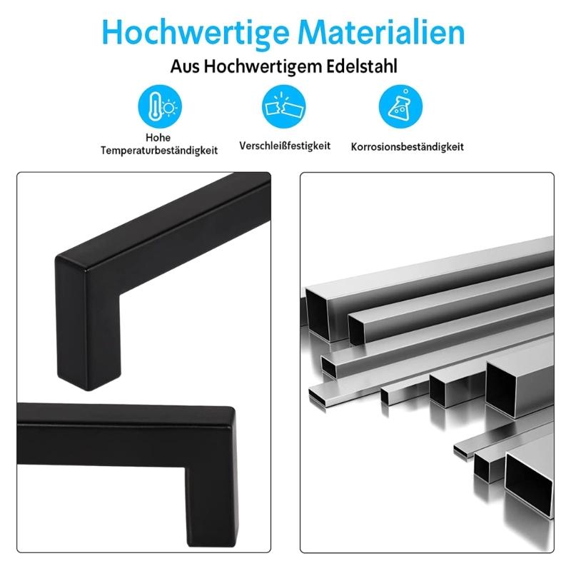 96/128mm Modern Drawer Handles Strong & Convenient Metal Handles Contemporary Black Furniture Handles for Household