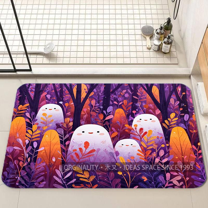 Ghost & Floral Pattern Mat Living Room Decoration Home Sofa Non-Slip Carpet Study Bedroom Tatami Children'S Soft Floor Mat