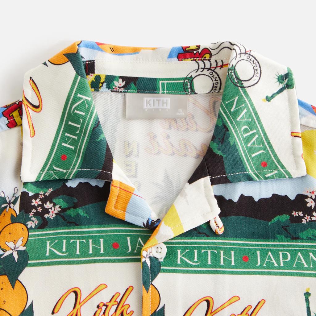 Kith Summer Collection 2024 Full Print Button Short Sleeve Silk Shirt Kids Shirts KHK030567-116