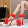 Fashion Transparent Ultra-high Heel 17cm Thick Heel Summer Women's Waterproof Platform Fluffy Sexy Fairy Sandals