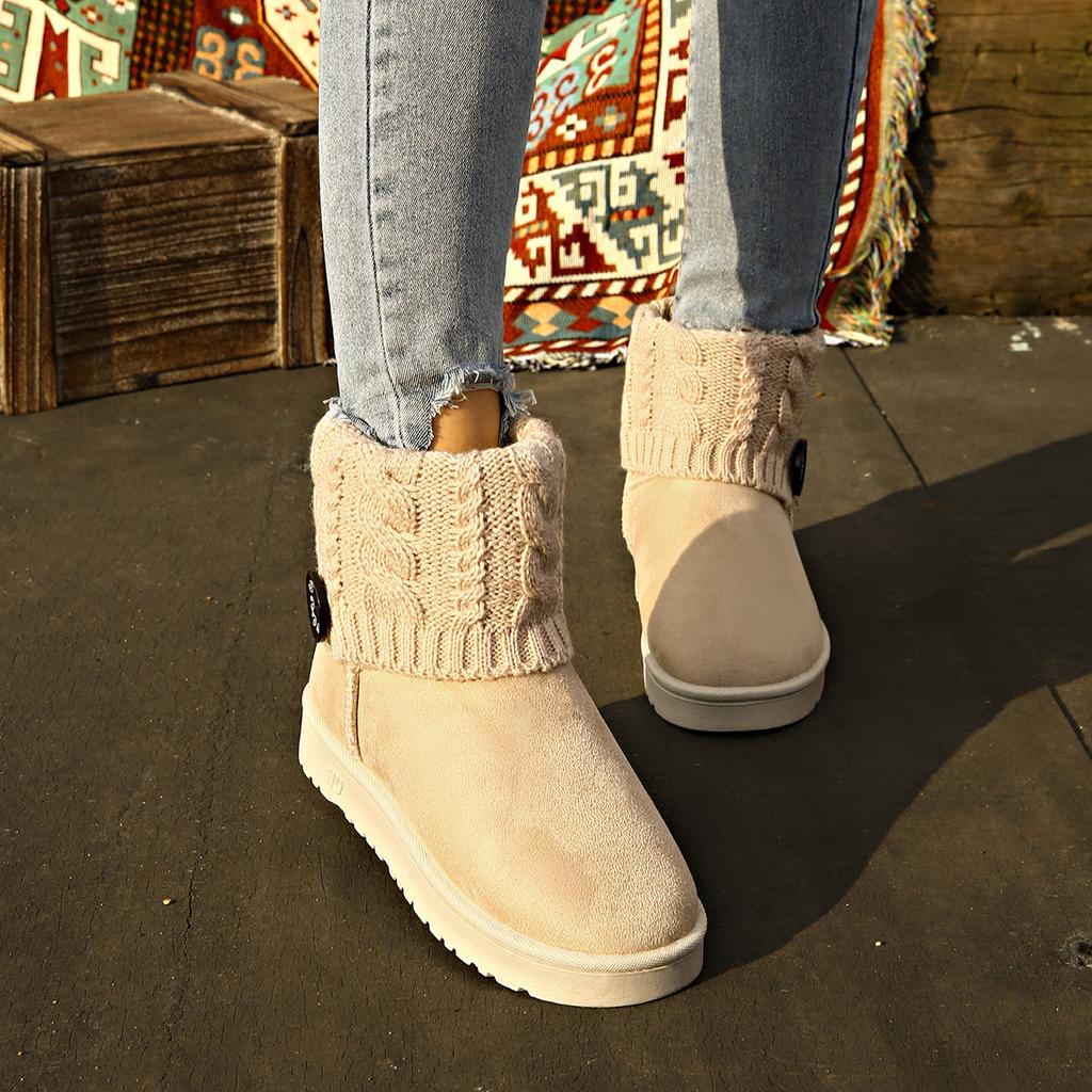 Fashion Round Toe Ladies Shoes Winter Flat Plush Women's Snow Boots Trend 2025 Novelty Fashion Footwear On Offer Hot Goth Padded Booties