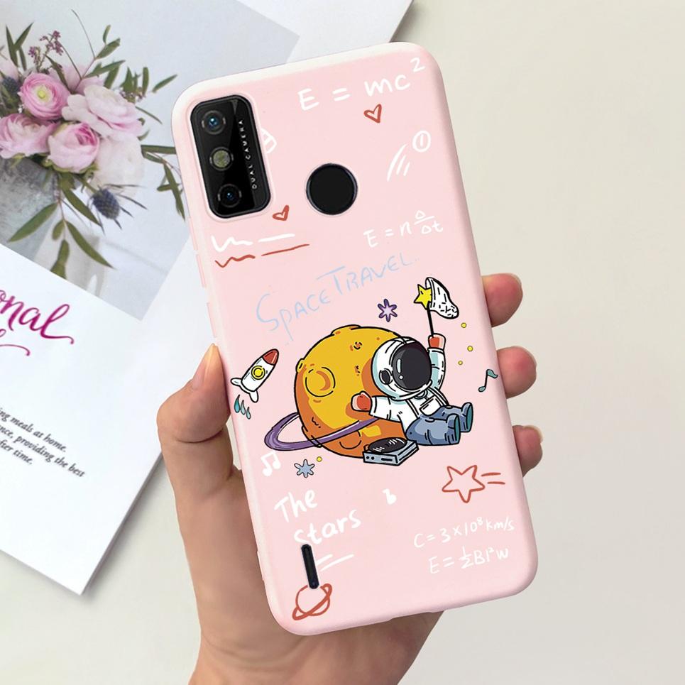 For Tecno Spark 6 Go Case KE5j KE5k Cute Astronaut Cat Night View Cover Liquid Silicone Phone Cases For Spark 6GO Bumper Fundas