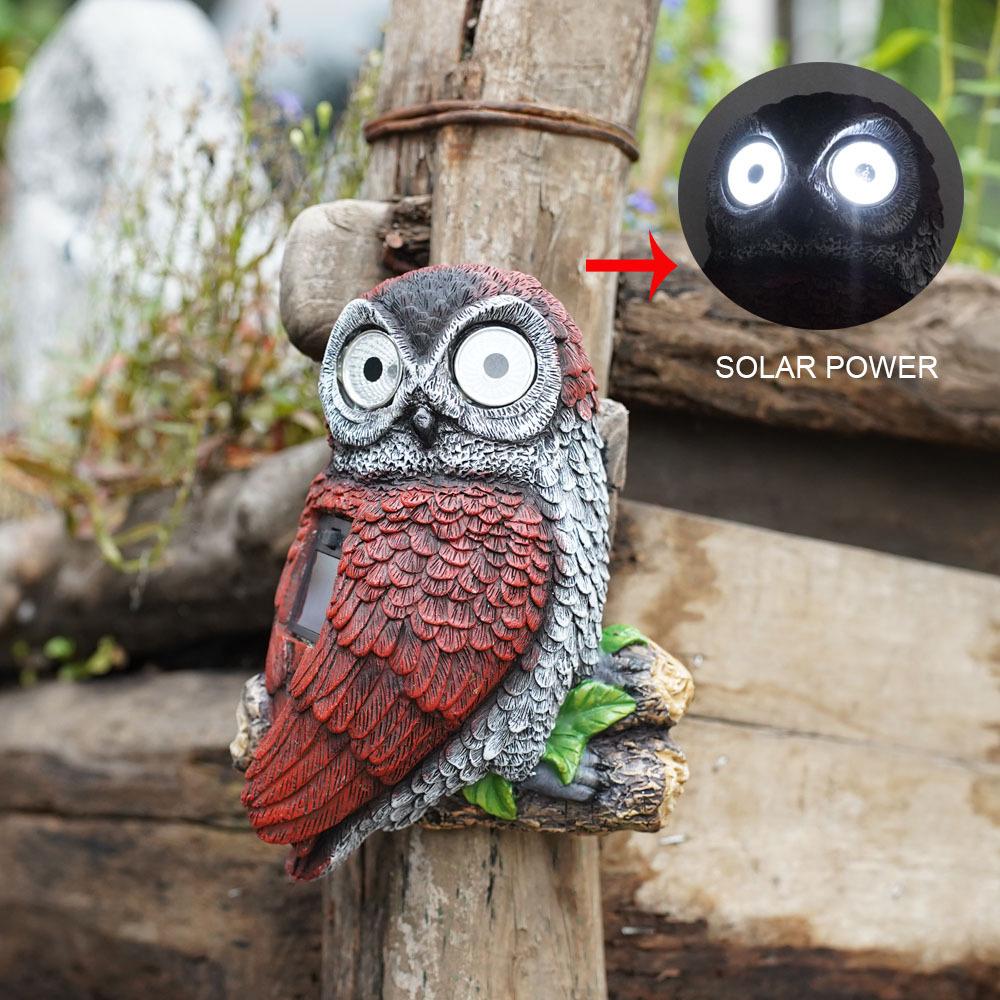 Wall-Mounted Solar Owl Ornament: Creative Outdoor Resin Craft for Courtyards